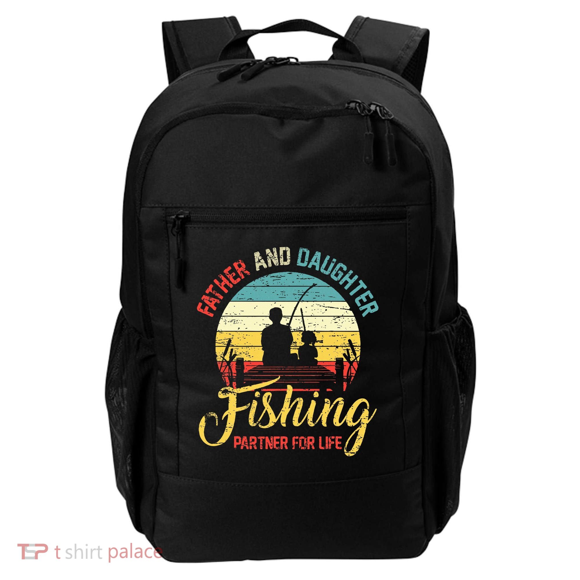 Father Daughter Fishing Partner For Life Retro Matching Dad Backpack