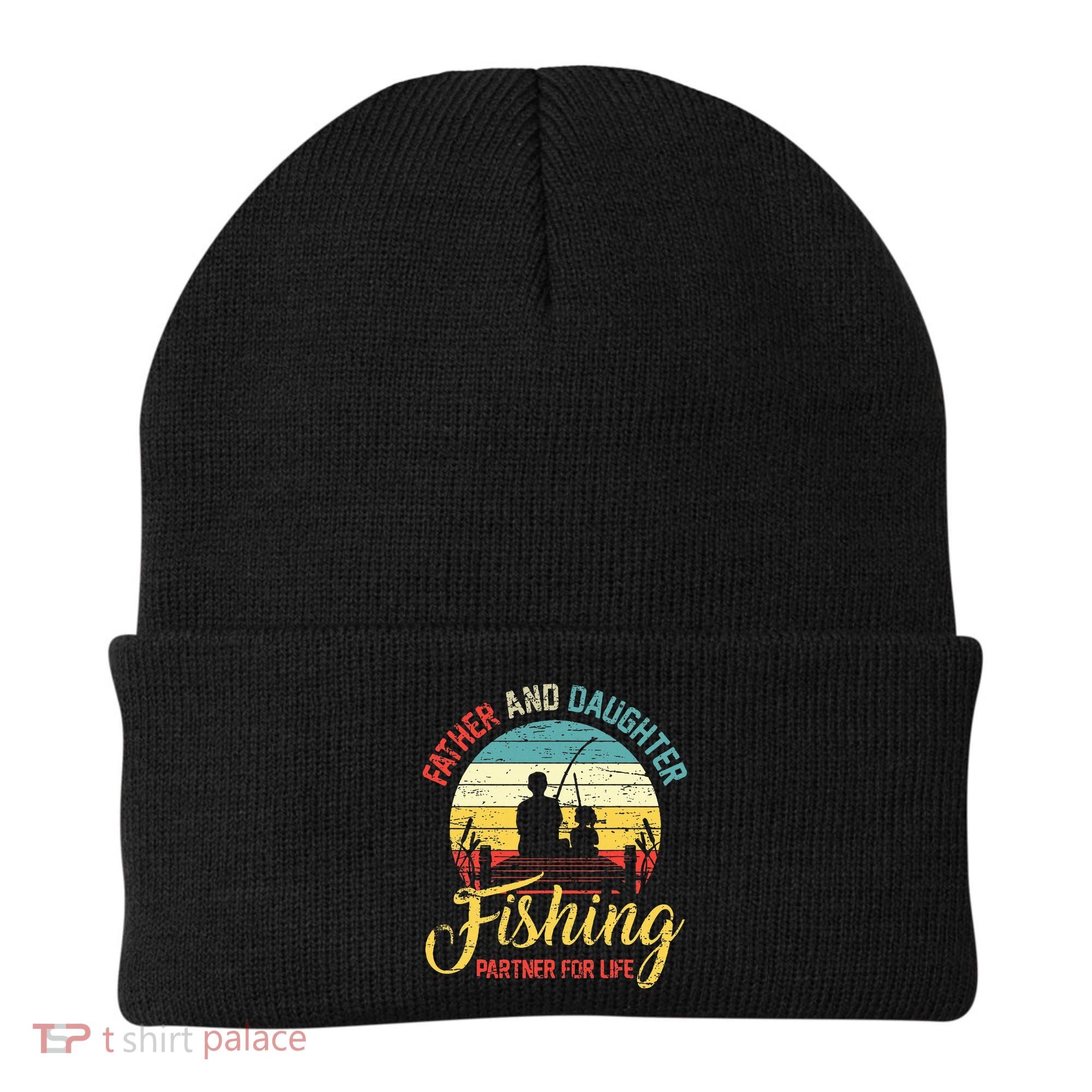 Father Daughter Fishing Partner For Life Retro Matching Dad Beanie