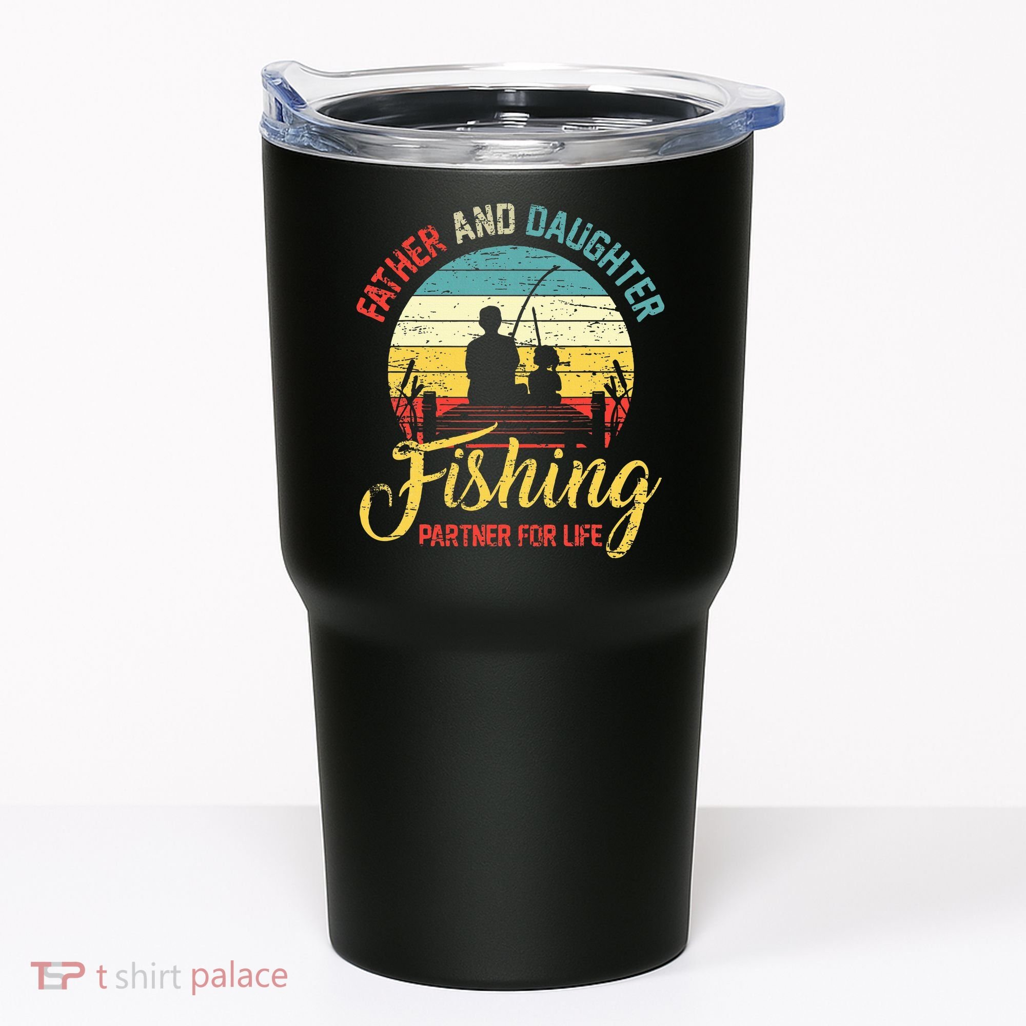 Father Daughter Fishing Partner For Life Retro Matching Dad Tumbler