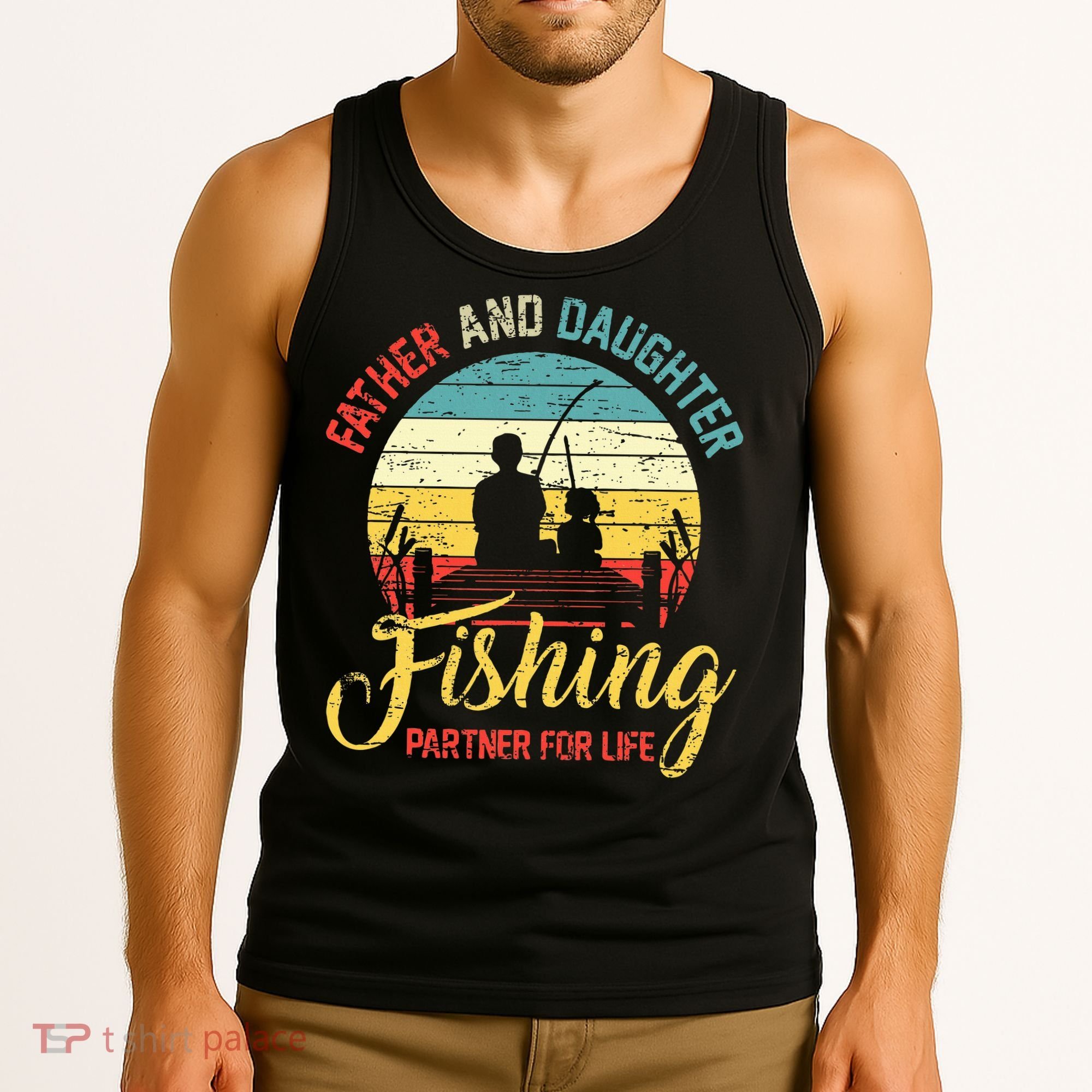 Father Daughter Fishing Partner For Life Retro Matching Dad Tank Top