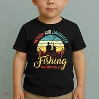 Father Daughter Fishing Partner For Life Retro Matching Dad Toddler T-Shirt thumb 2