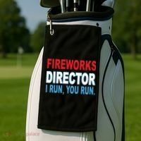 Fireworks Director Funny I Run You Run Golf Towel thumb 2