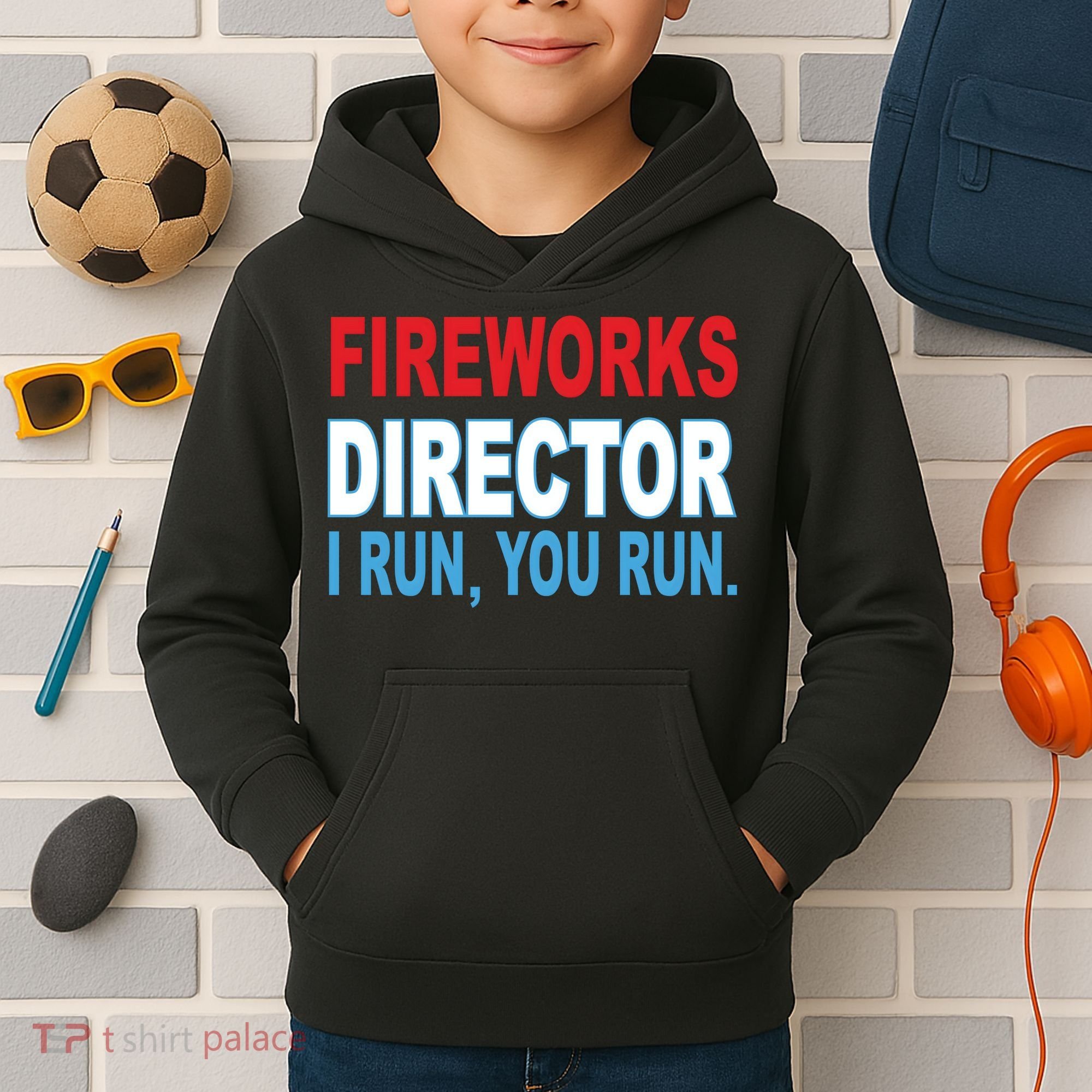 Fireworks Director Funny I Run You Run Kids Hoodie
