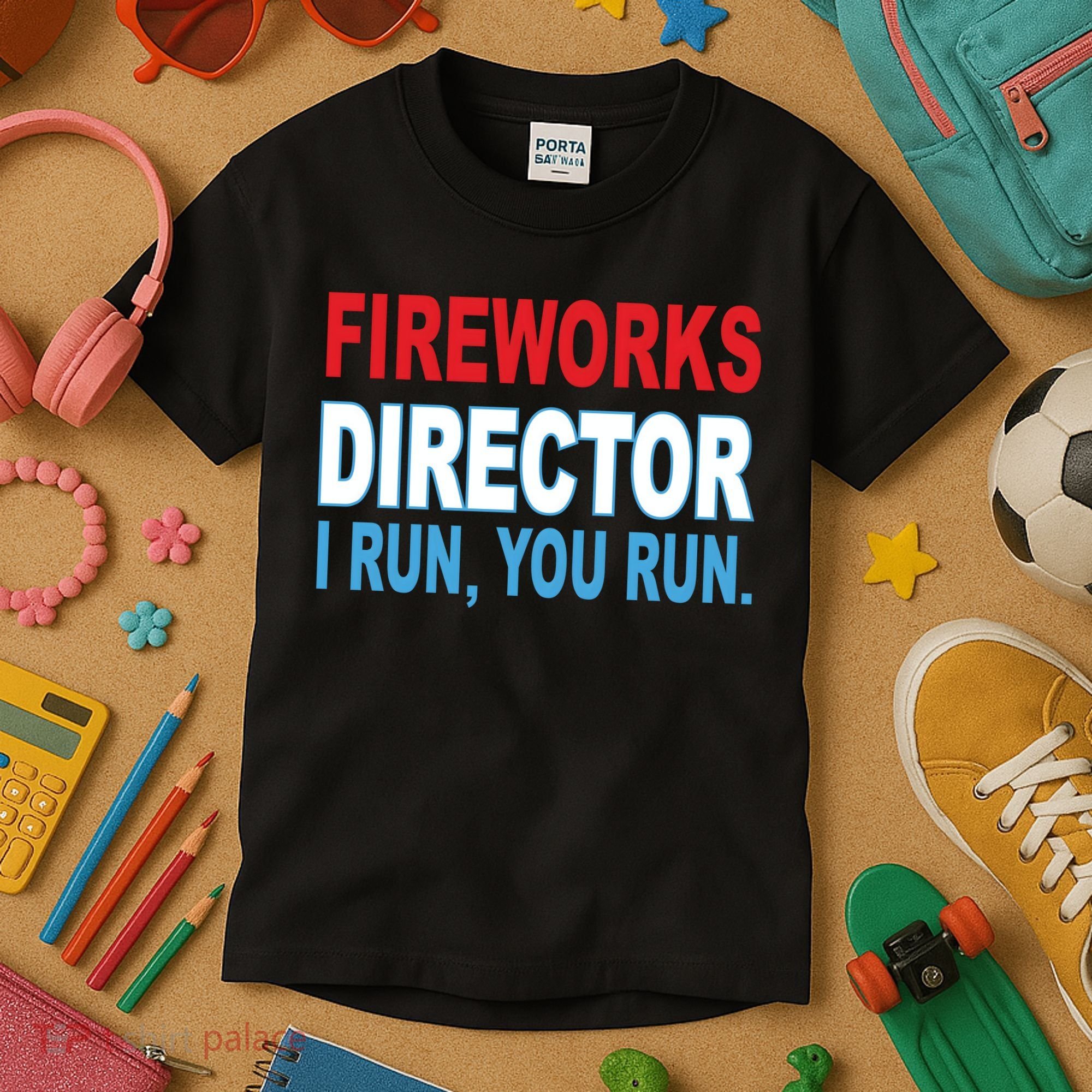 Fireworks Director Funny I Run You Run Kids T-Shirt