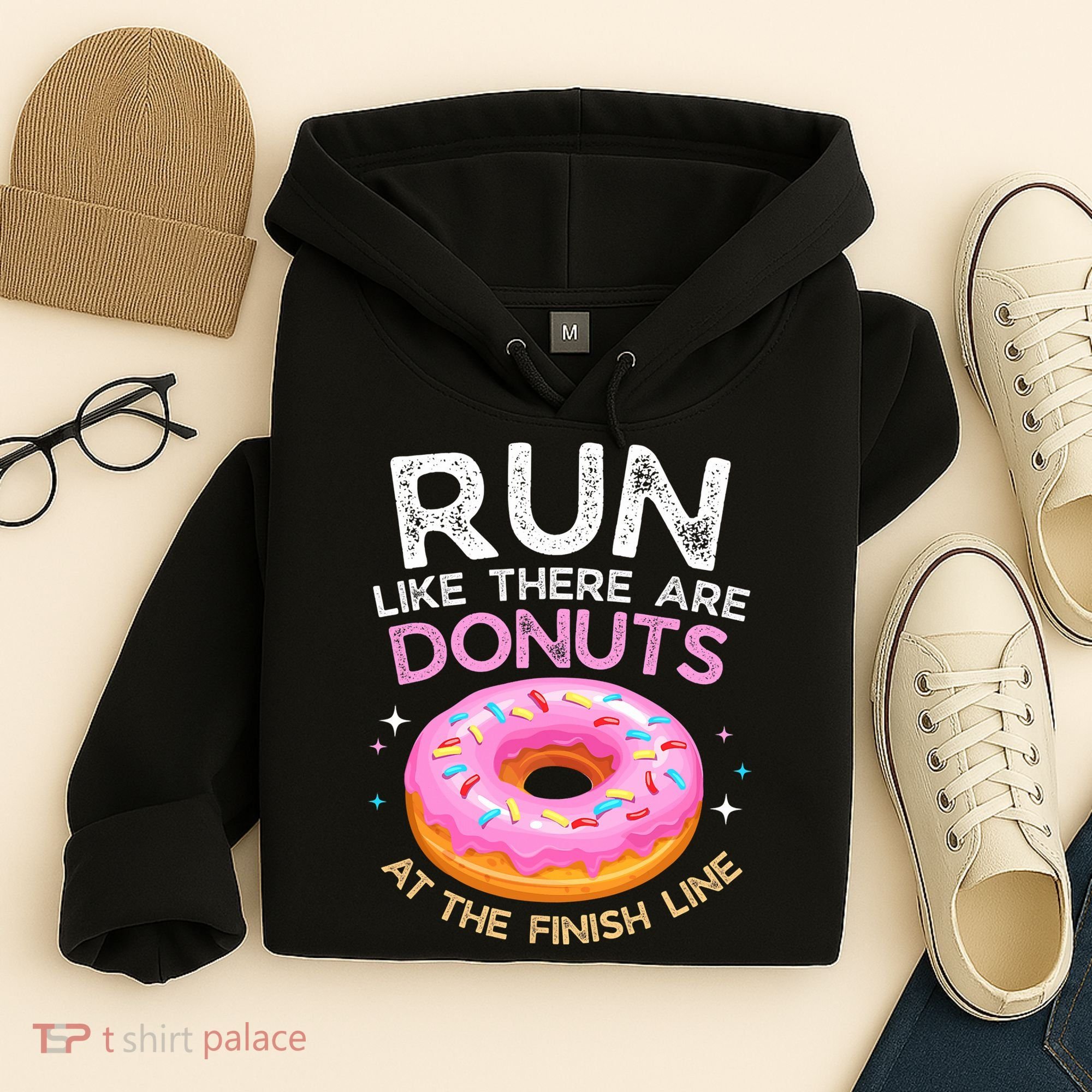 Funny Donut Finish Line Marathon Gift Hoodie
