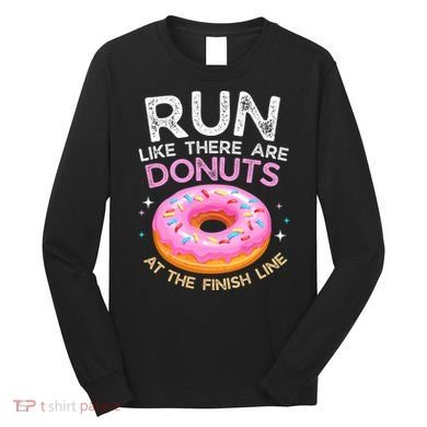 Funny Donut Finish Line Marathon Gift Long Sleeve Shirt