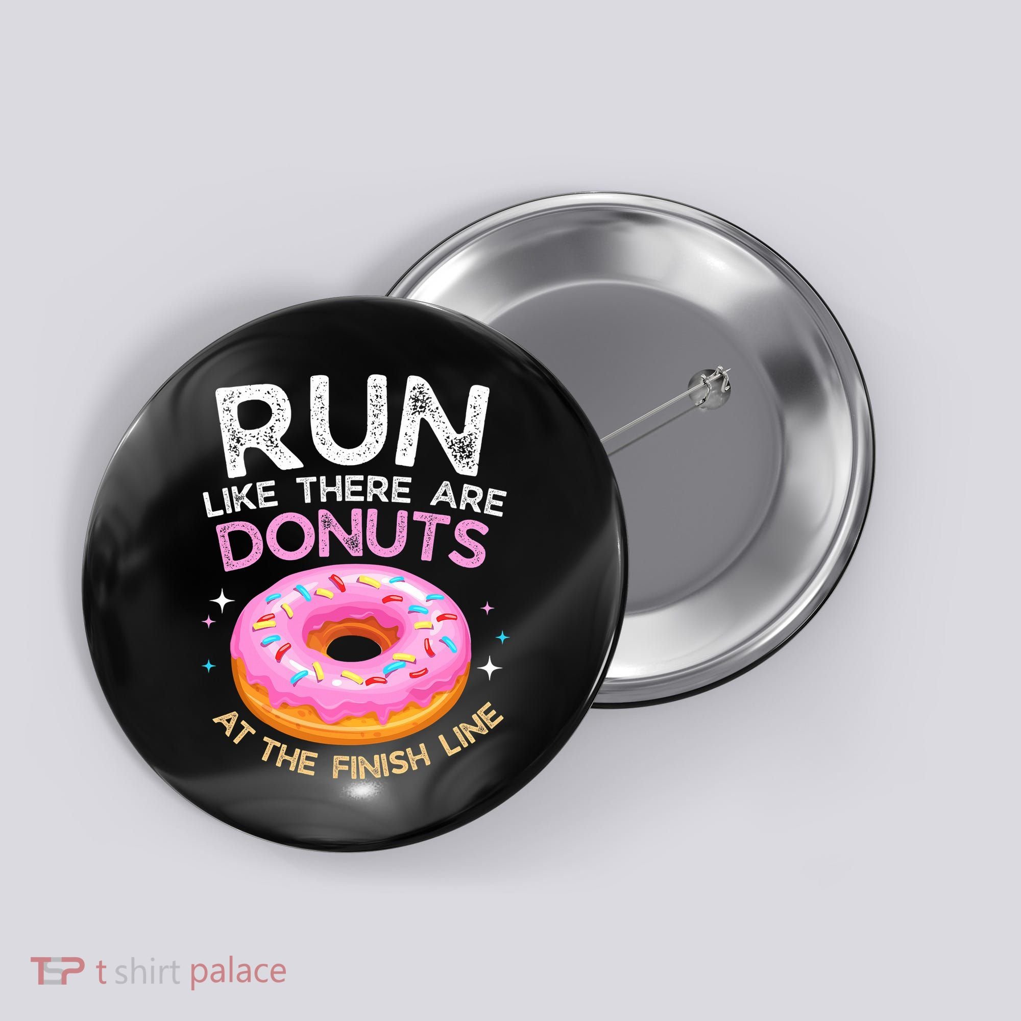 Funny Donut Finish Line Marathon Gift Button