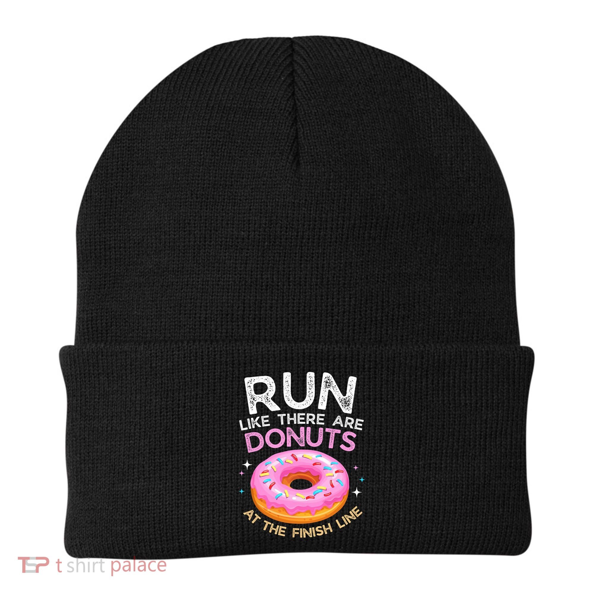 Funny Donut Finish Line Marathon Gift Beanie