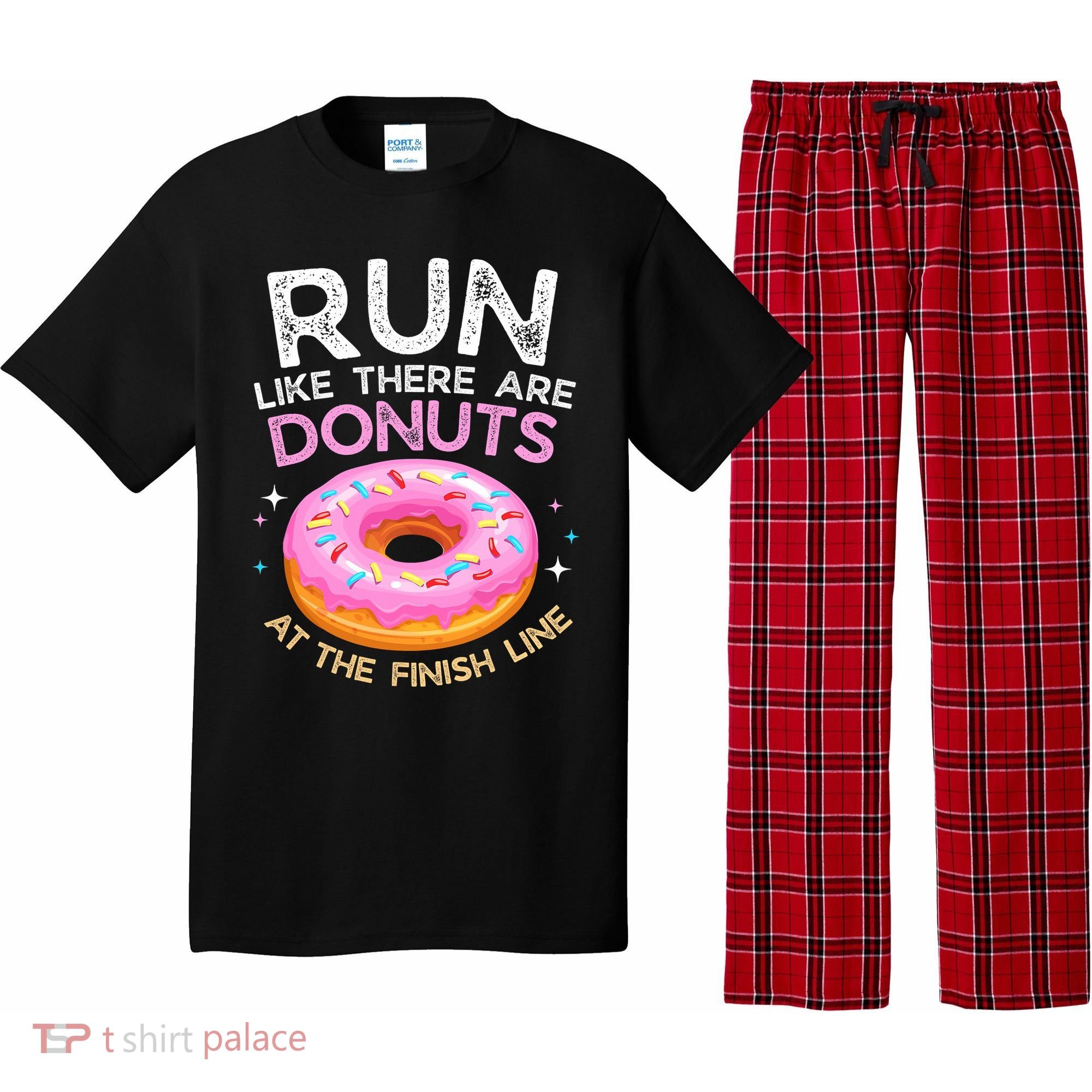 Funny Donut Finish Line Marathon Gift Pajama Set