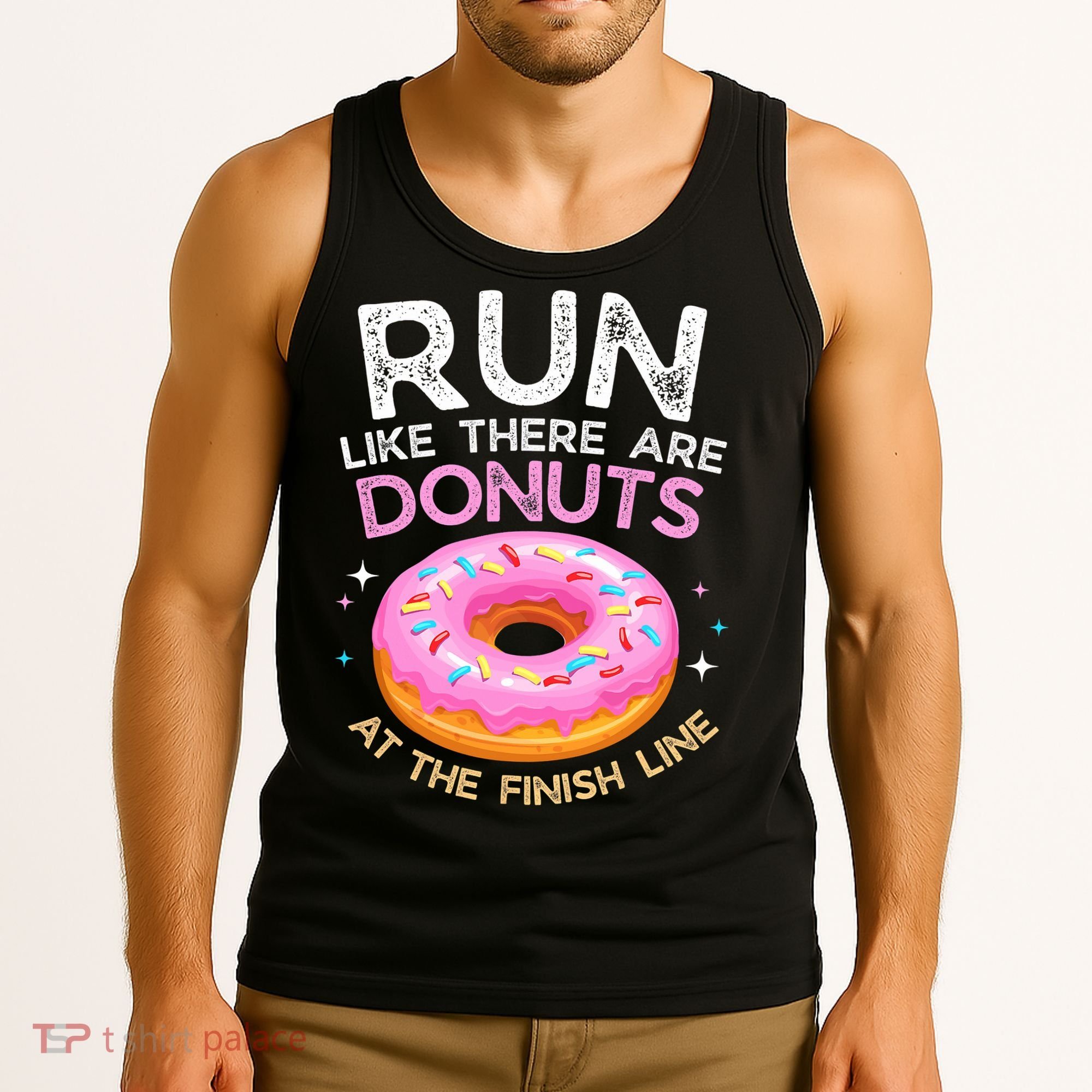Funny Donut Finish Line Marathon Gift Tank Top