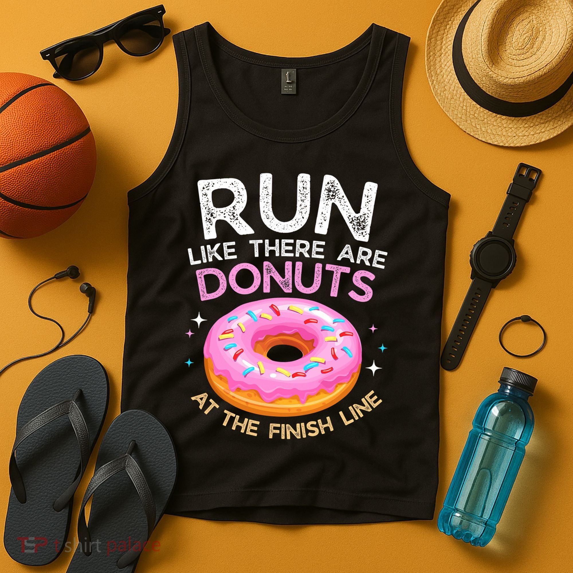 Funny Donut Finish Line Marathon Gift Tank Top
