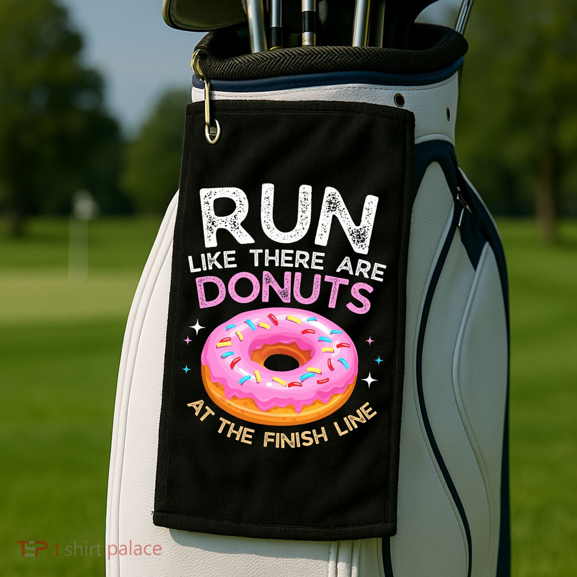 Funny Donut Finish Line Marathon Gift Golf Towel