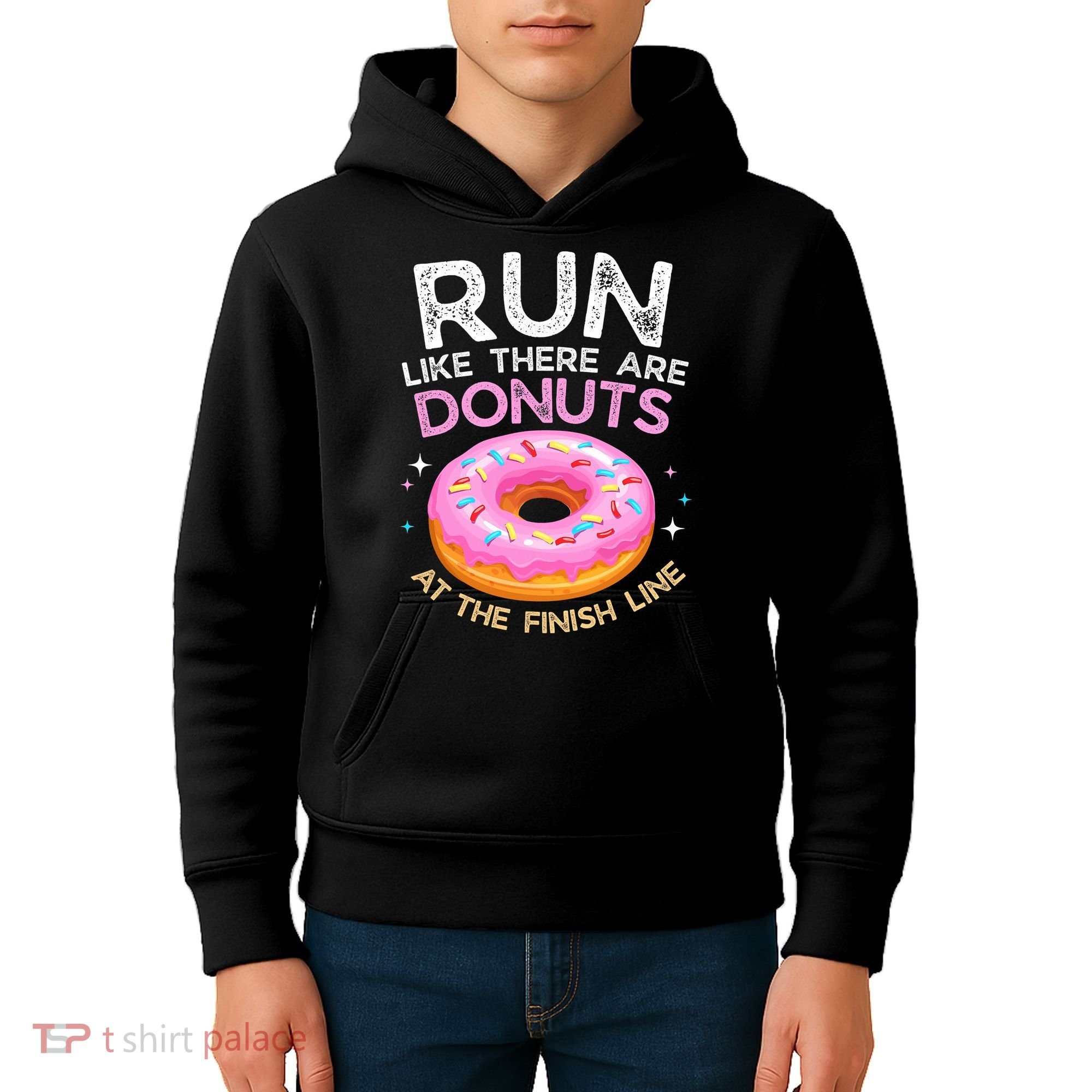 Funny Donut Finish Line Marathon Gift Kids Hoodie