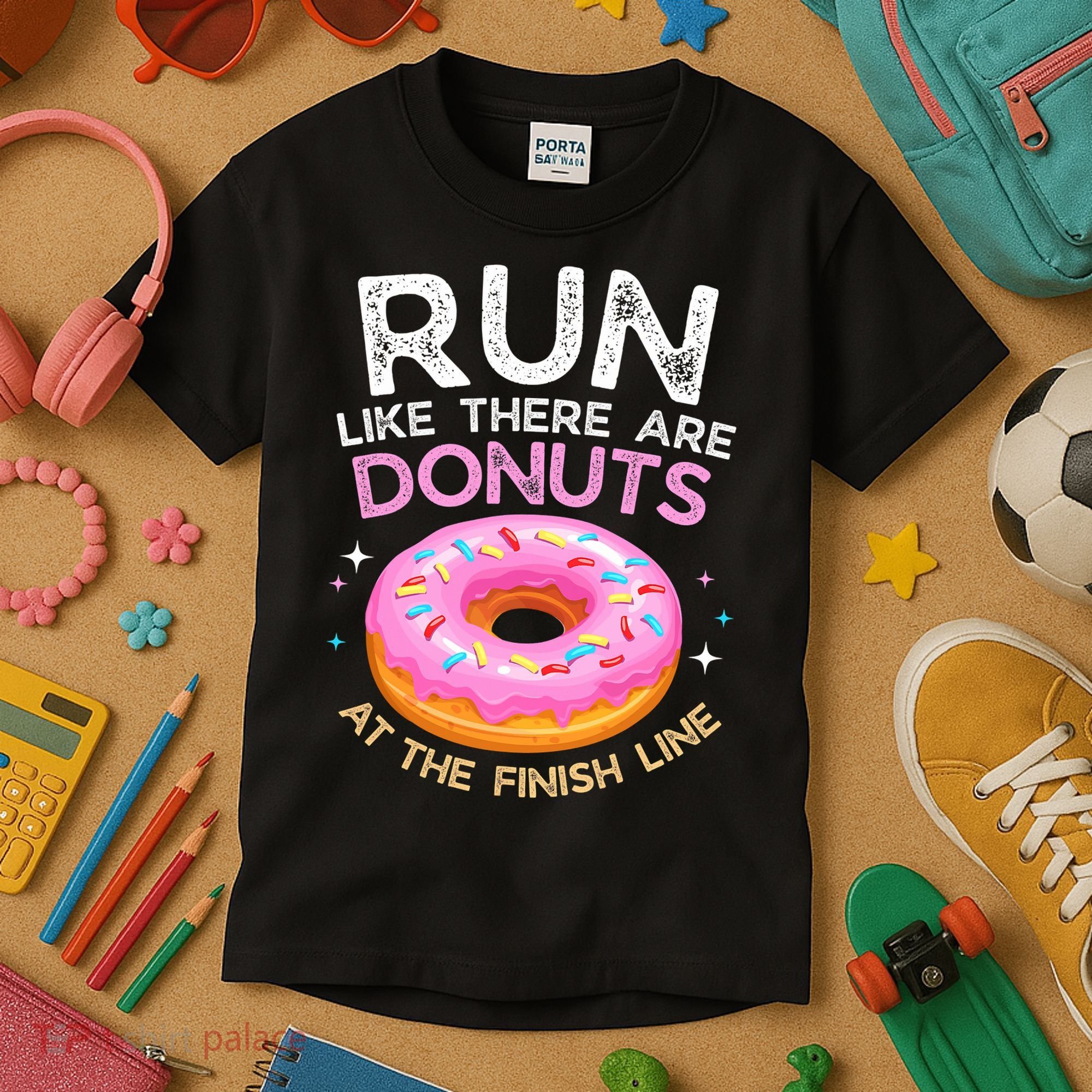 Funny Donut Finish Line Marathon Gift Kids T-Shirt