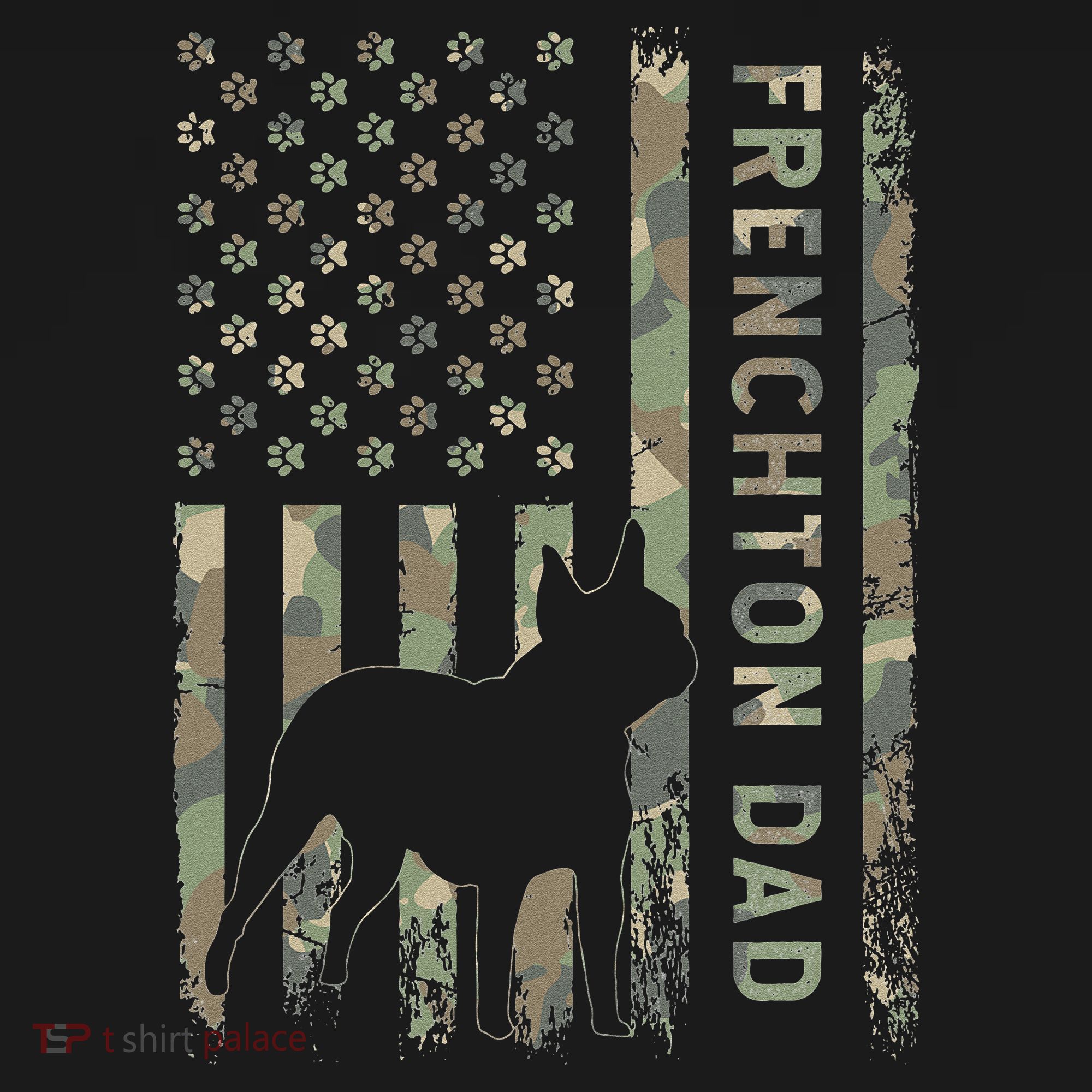 Frenchton Dad French Bulldog Boston Terrier Camo USA Flag Women's Hoodie
