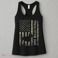 Frenchton Dad French Bulldog Boston Terrier Camo USA Flag Women's Tank Top thumb 3