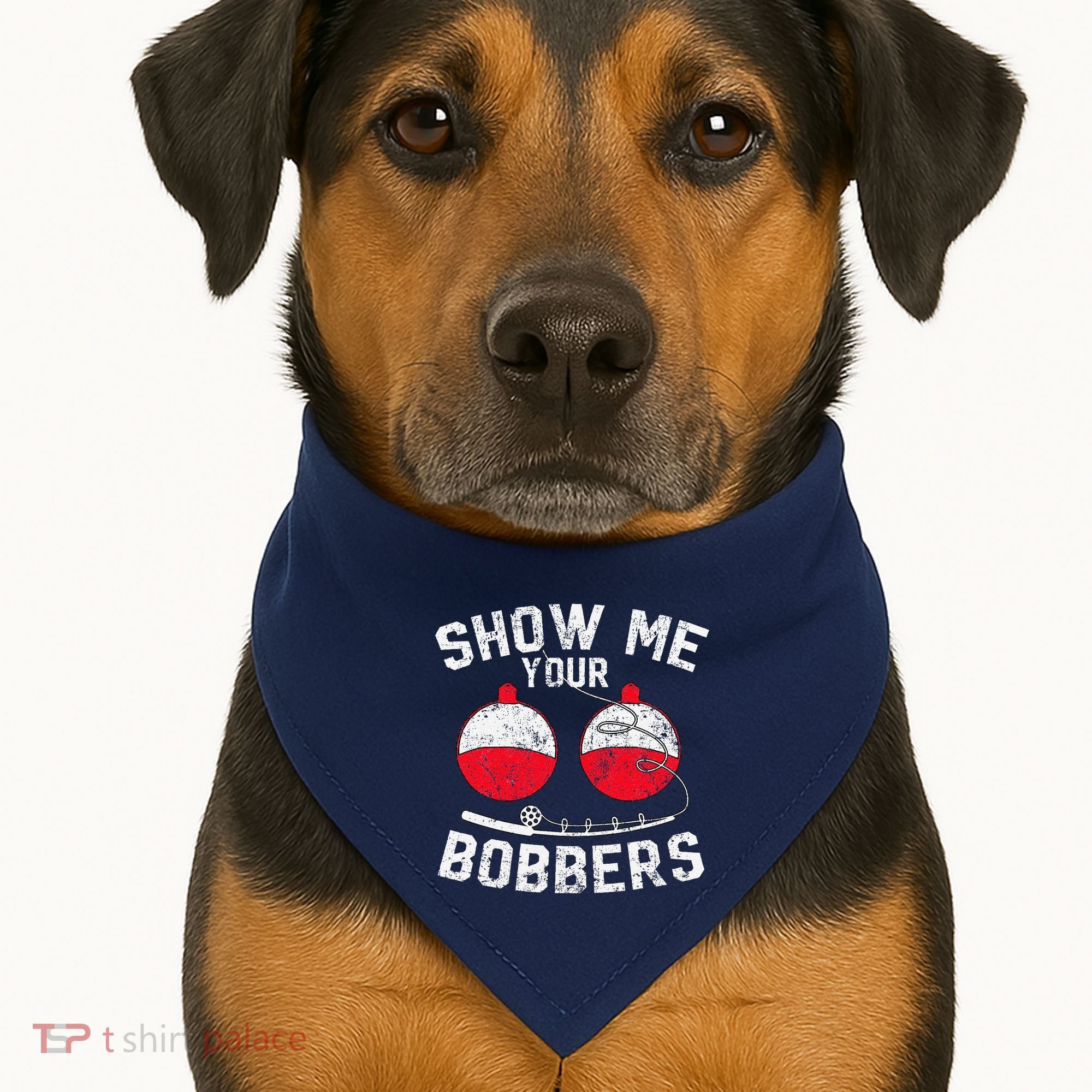 Fathers Day Funny Show Me Your Bobbers Cool Fishing USA-Made Doggie Bandana