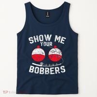 Fathers Day Funny Show Me Your Bobbers Cool Fishing Tank Top thumb 2