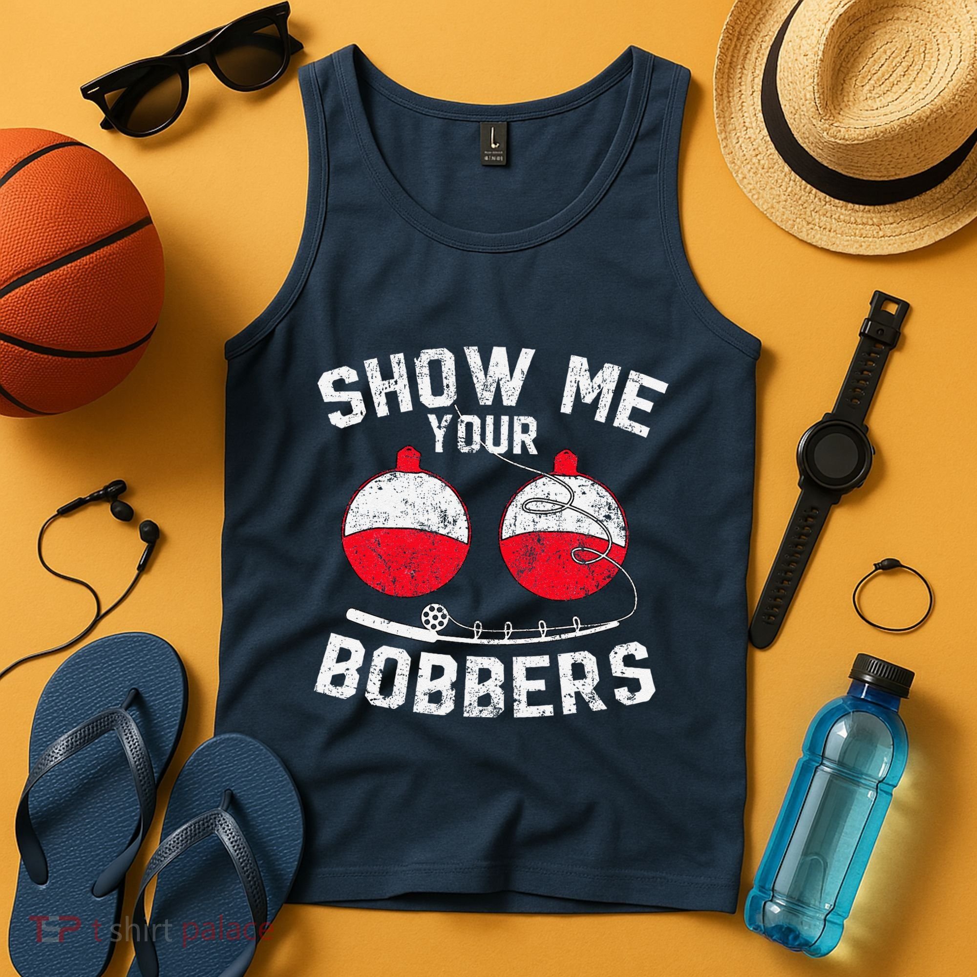 Fathers Day Funny Show Me Your Bobbers Cool Fishing Tank Top