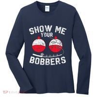 Fathers Day Funny Show Me Your Bobbers Cool Fishing Women's Long Sleeve Shirt thumb 0