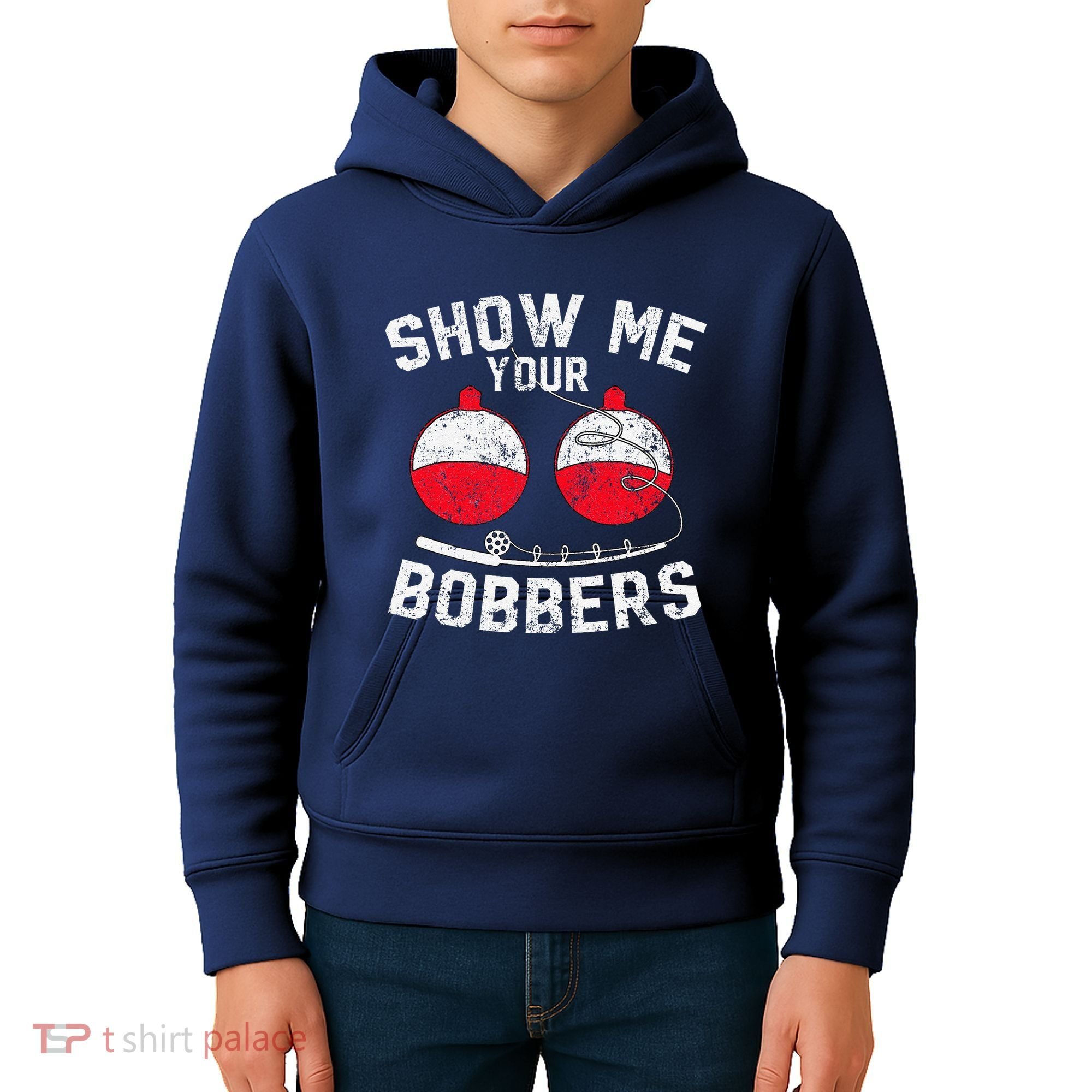 Fathers Day Funny Show Me Your Bobbers Cool Fishing Kids Hoodie