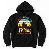 Father Daughter Fishing Partner For Life Retro Matching Dad Hoodie thumb 0