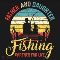 Father Daughter Fishing Partner For Life Retro Matching Dad Polo thumb 3
