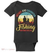 Father Daughter Fishing Partner For Life Retro Matching Dad Baby Bodysuit thumb 0