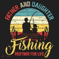 Father Daughter Fishing Partner For Life Retro Matching Dad Golf Towel thumb 3