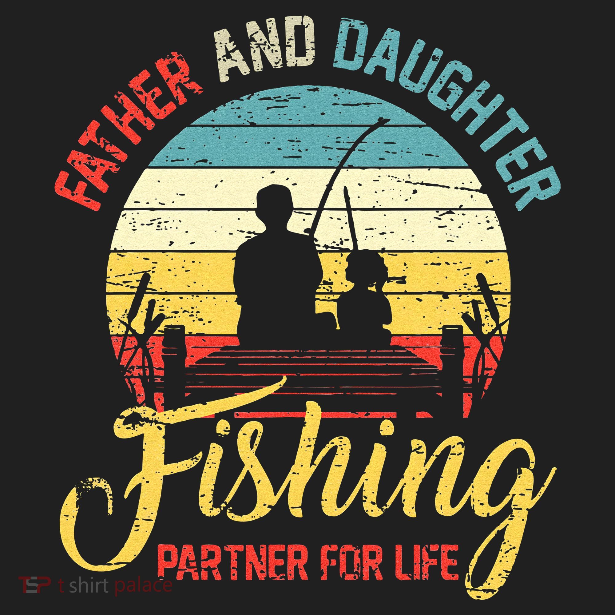 Father Daughter Fishing Partner For Life Retro Matching Dad Golf Towel