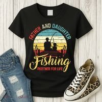 Father Daughter Fishing Partner For Life Retro Matching Dad Women's T-Shirt thumb 3