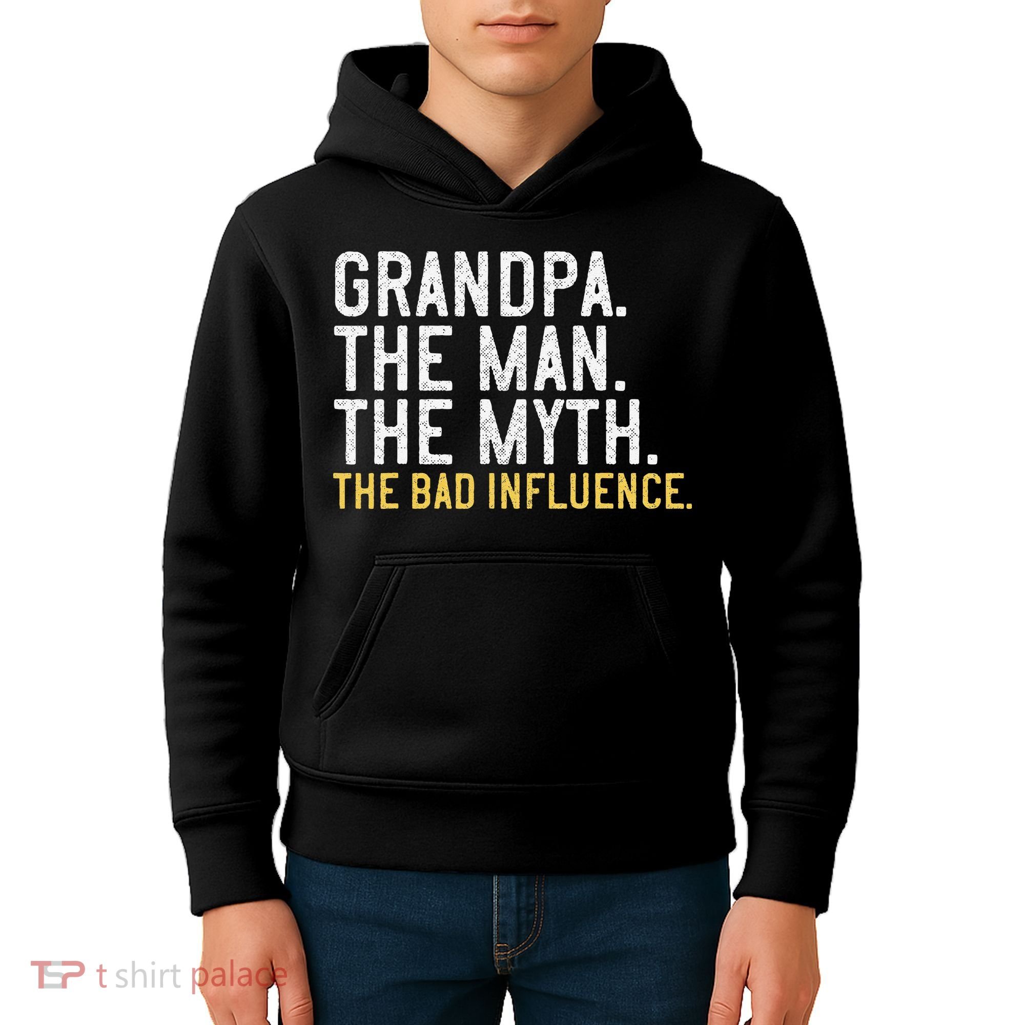 FatherS Day Gift Grandpa The Man The Myth The Bad Influence Kids Hoodie