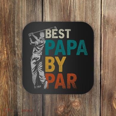 Fathers Day Golfer Dad Golfing Best Papa By Par Funny Golf Coaster