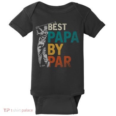Fathers Day Golfer Dad Golfing Best Papa By Par Funny Golf Baby Bodysuit