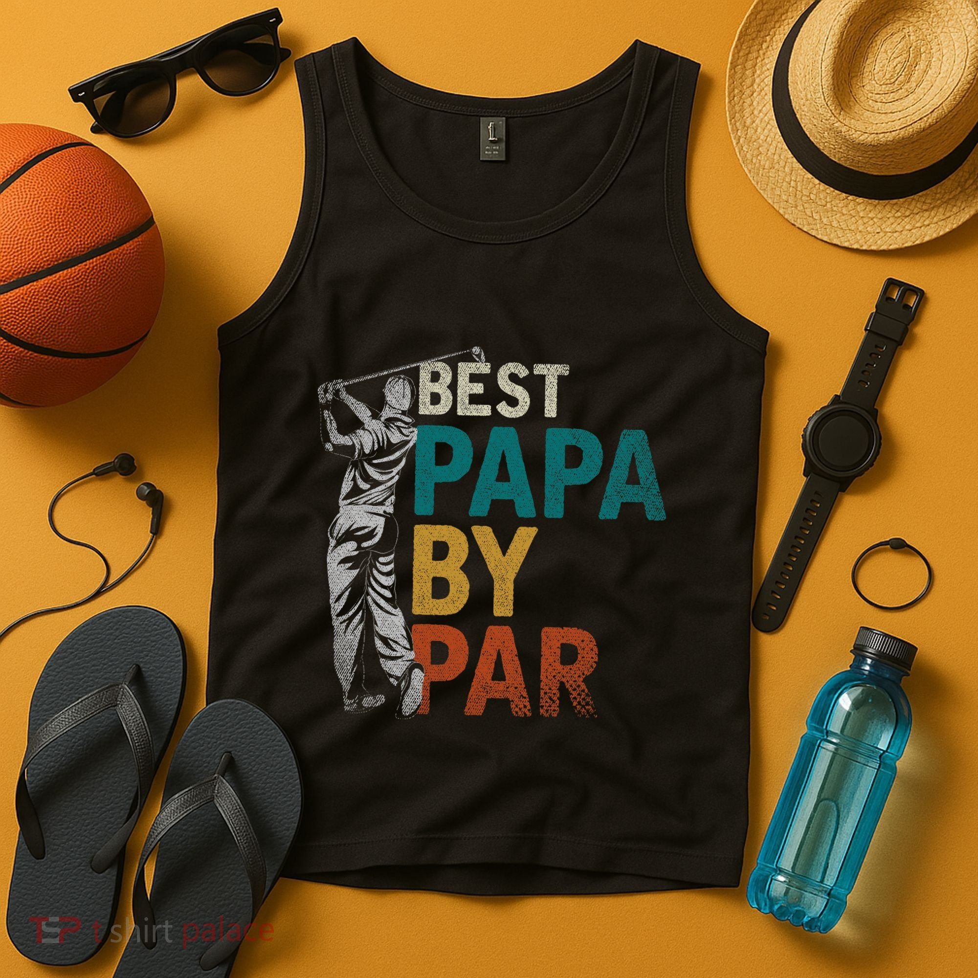Fathers Day Golfer Dad Golfing Best Papa By Par Funny Golf Tank Top
