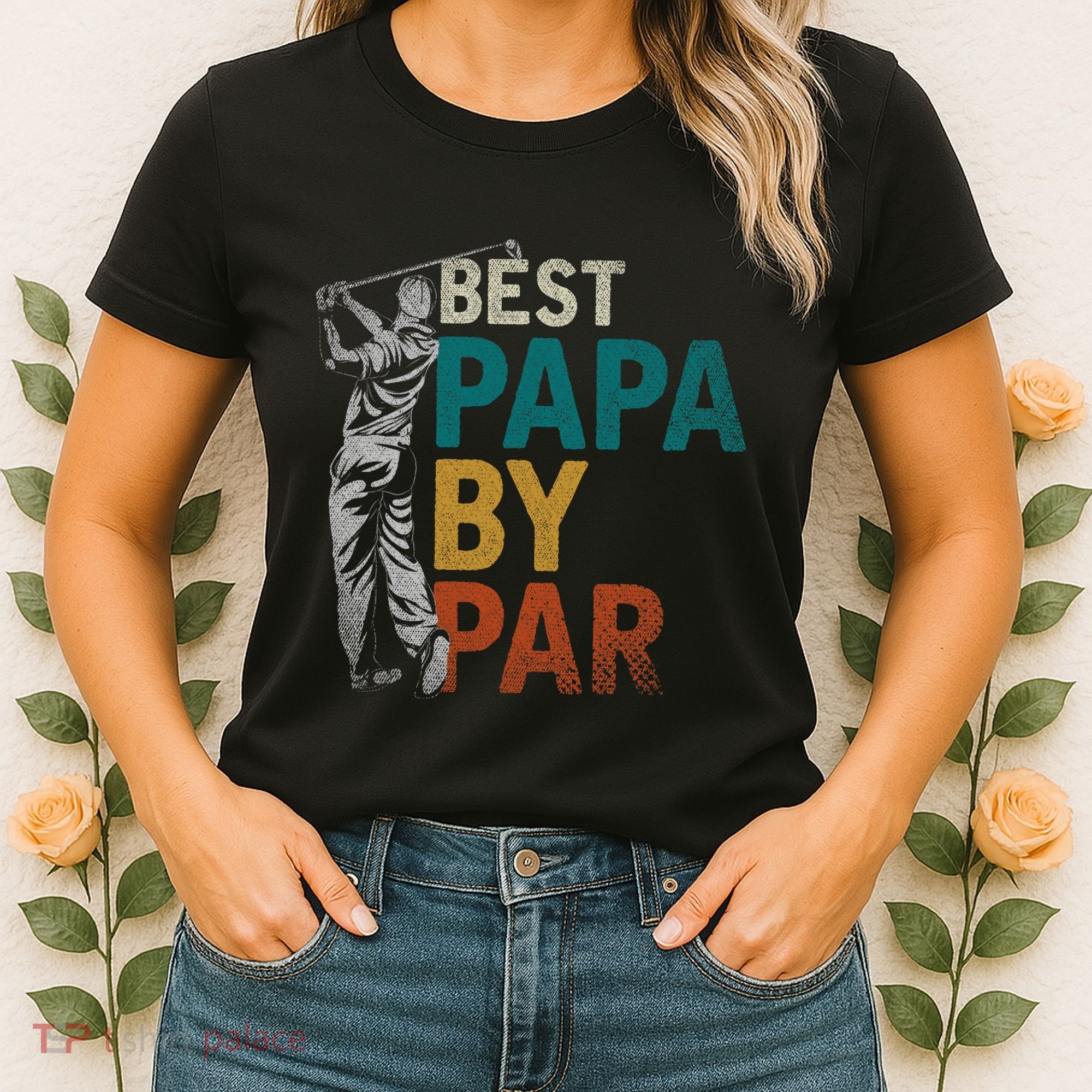 Fathers Day Golfer Dad Golfing Best Papa By Par Funny Golf Women's T-Shirt