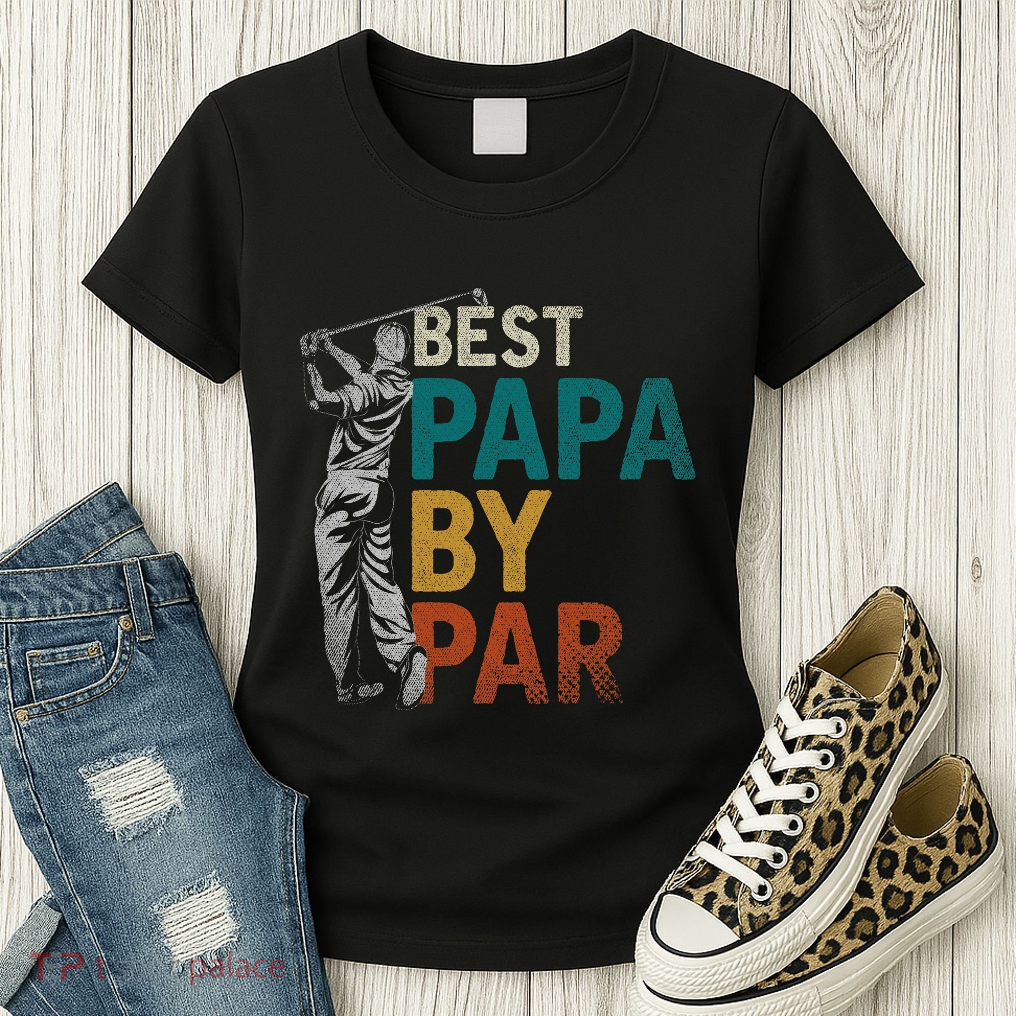 Fathers Day Golfer Dad Golfing Best Papa By Par Funny Golf Women's T-Shirt