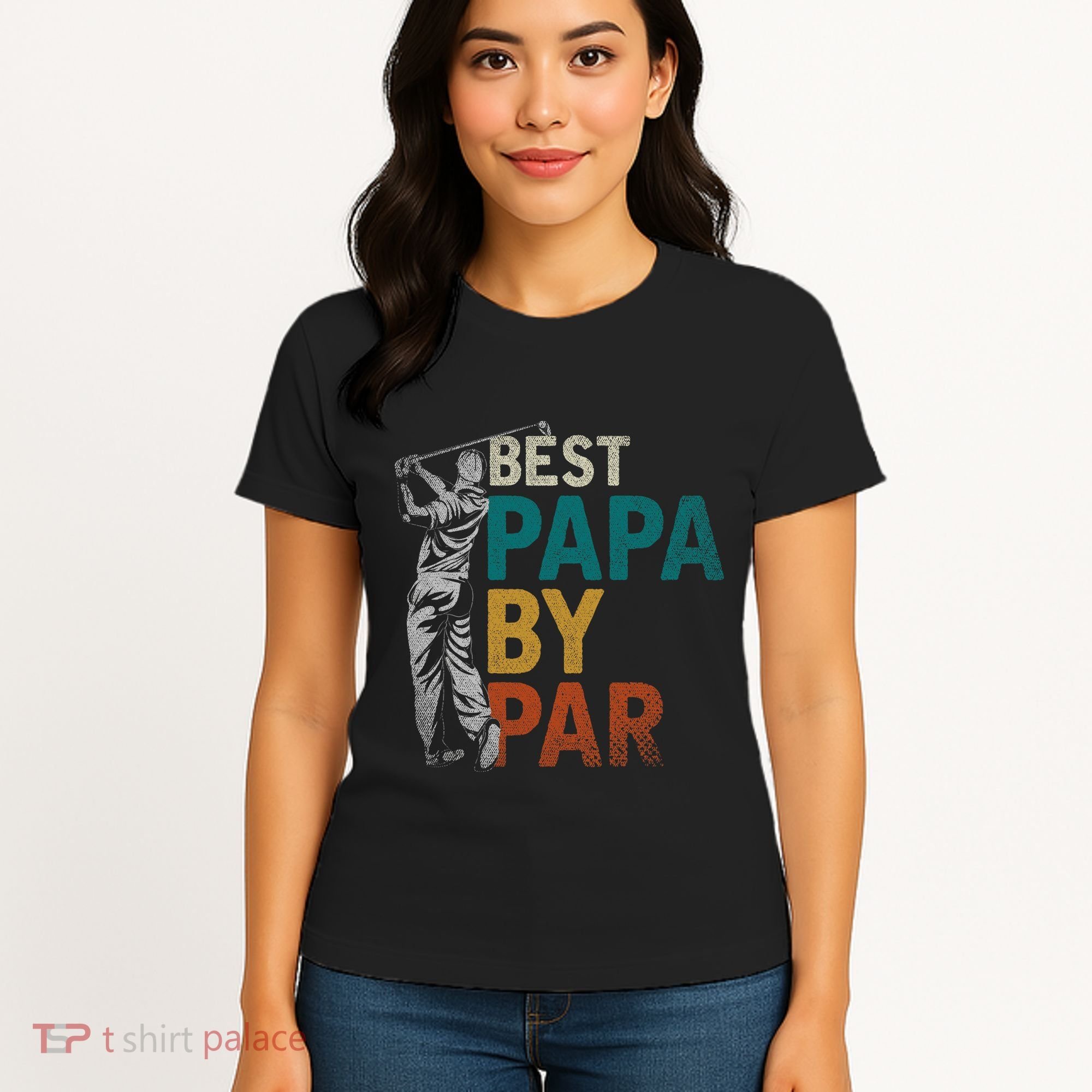 Fathers Day Golfer Dad Golfing Best Papa By Par Funny Golf Women's T-Shirt