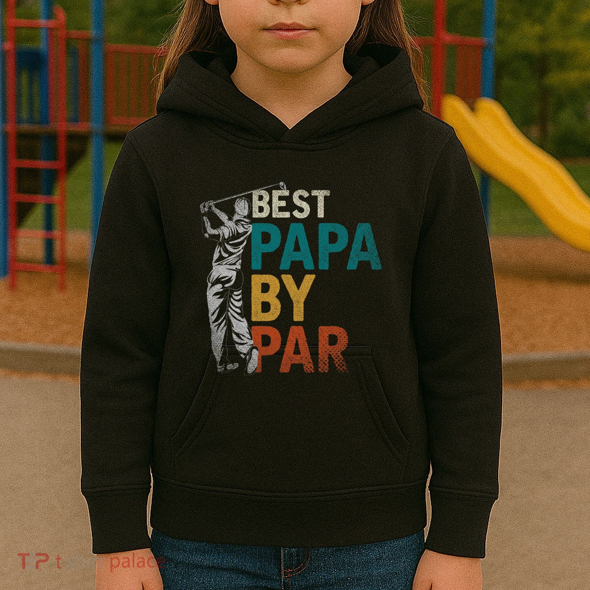 Fathers Day Golfer Dad Golfing Best Papa By Par Funny Golf Kids Hoodie