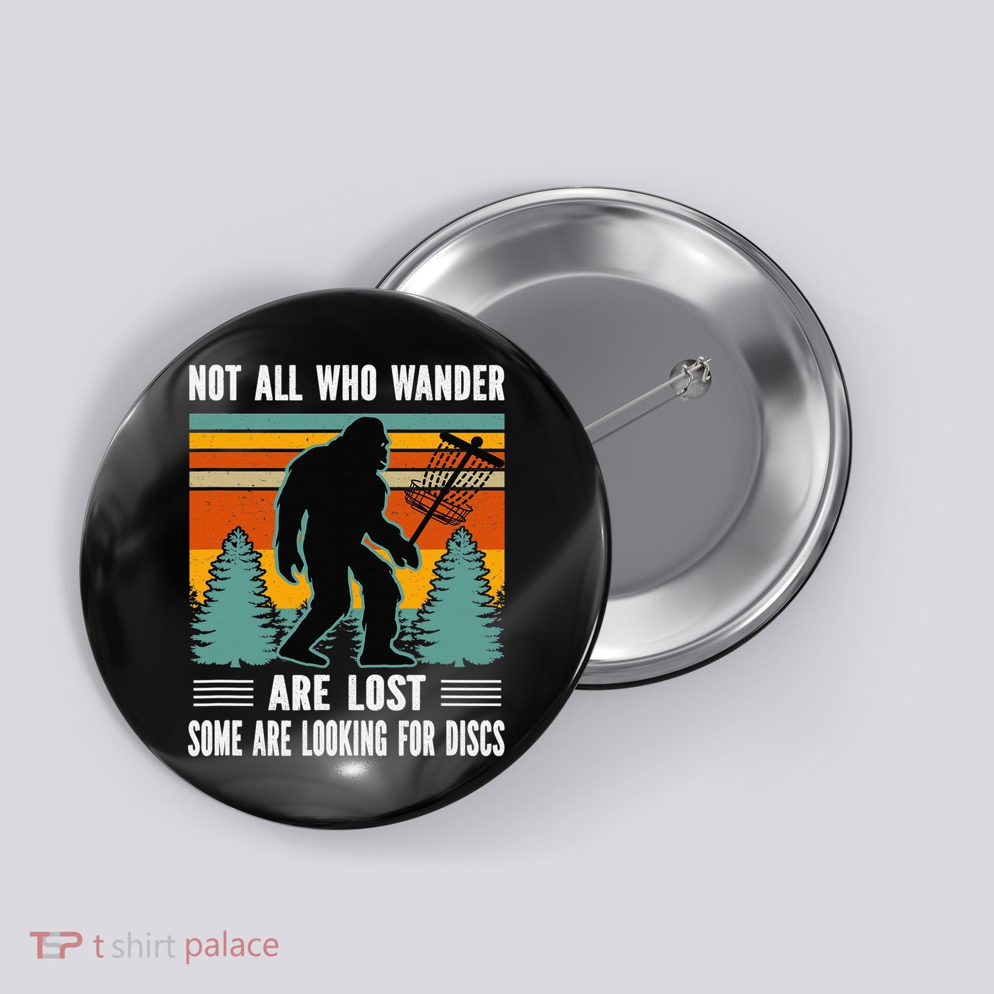 Frisbee Disc Golfing Funny Bigfoot Looking For Discs Button