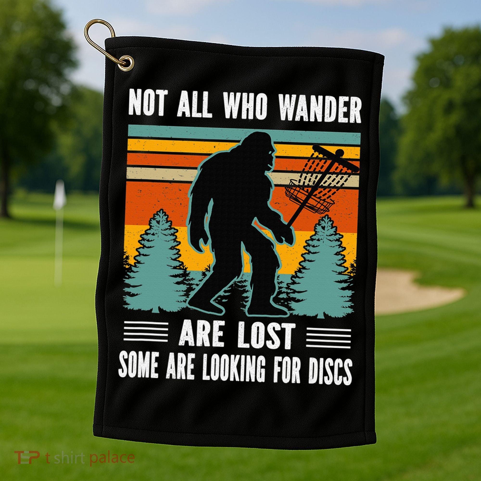 Frisbee Disc Golfing Funny Bigfoot Looking For Discs Golf Towel