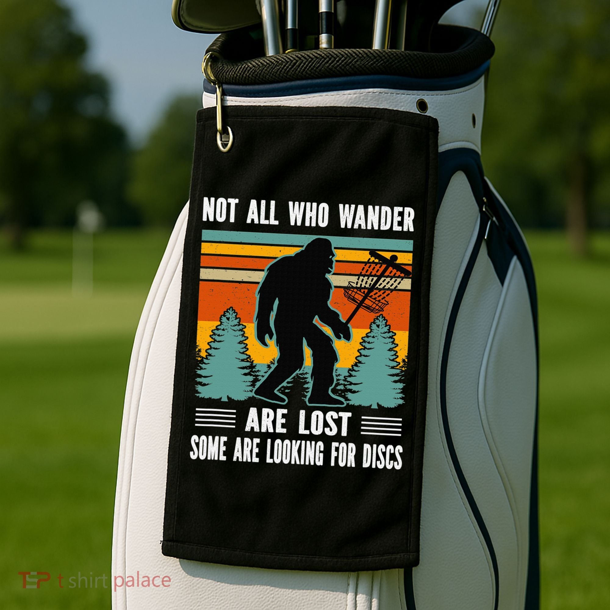 Frisbee Disc Golfing Funny Bigfoot Looking For Discs Golf Towel