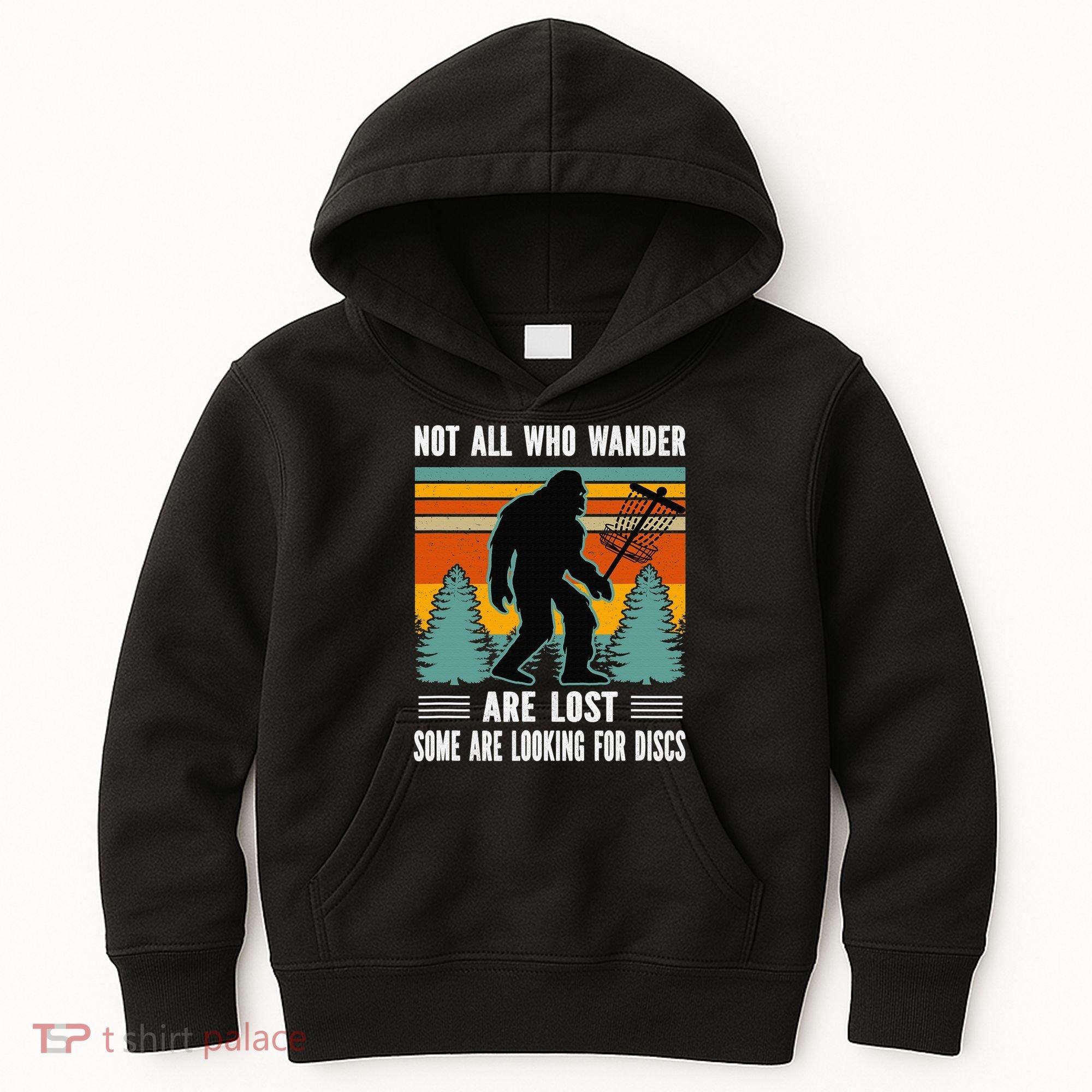 Frisbee Disc Golfing Funny Bigfoot Looking For Discs Kids Hoodie