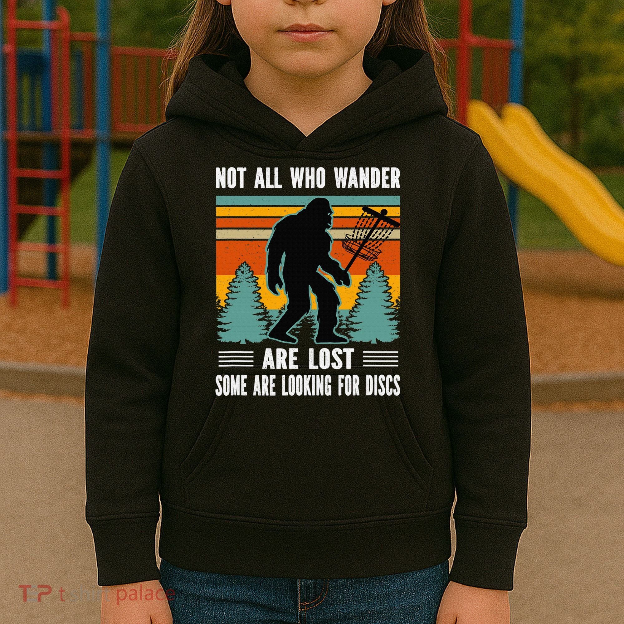 Frisbee Disc Golfing Funny Bigfoot Looking For Discs Kids Hoodie