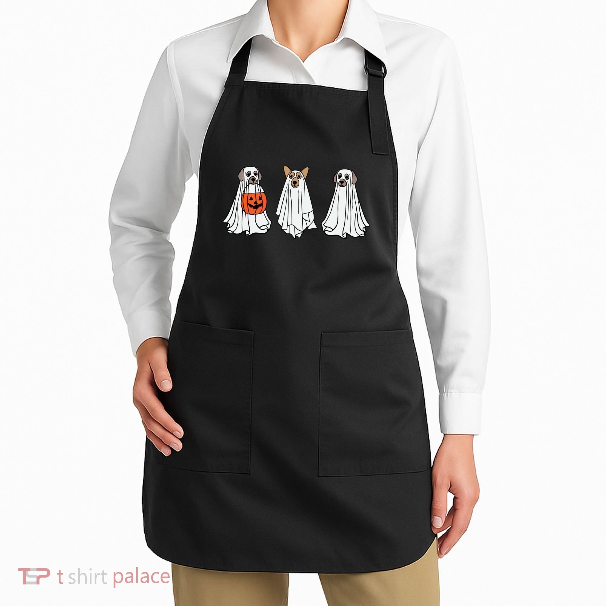 Funny Dog Ghosts Halloween Costume Apron