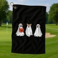 Funny Dog Ghosts Halloween Costume Golf Towel thumb 1
