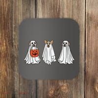 Funny Dog Ghosts Halloween Costume Coaster thumb 0