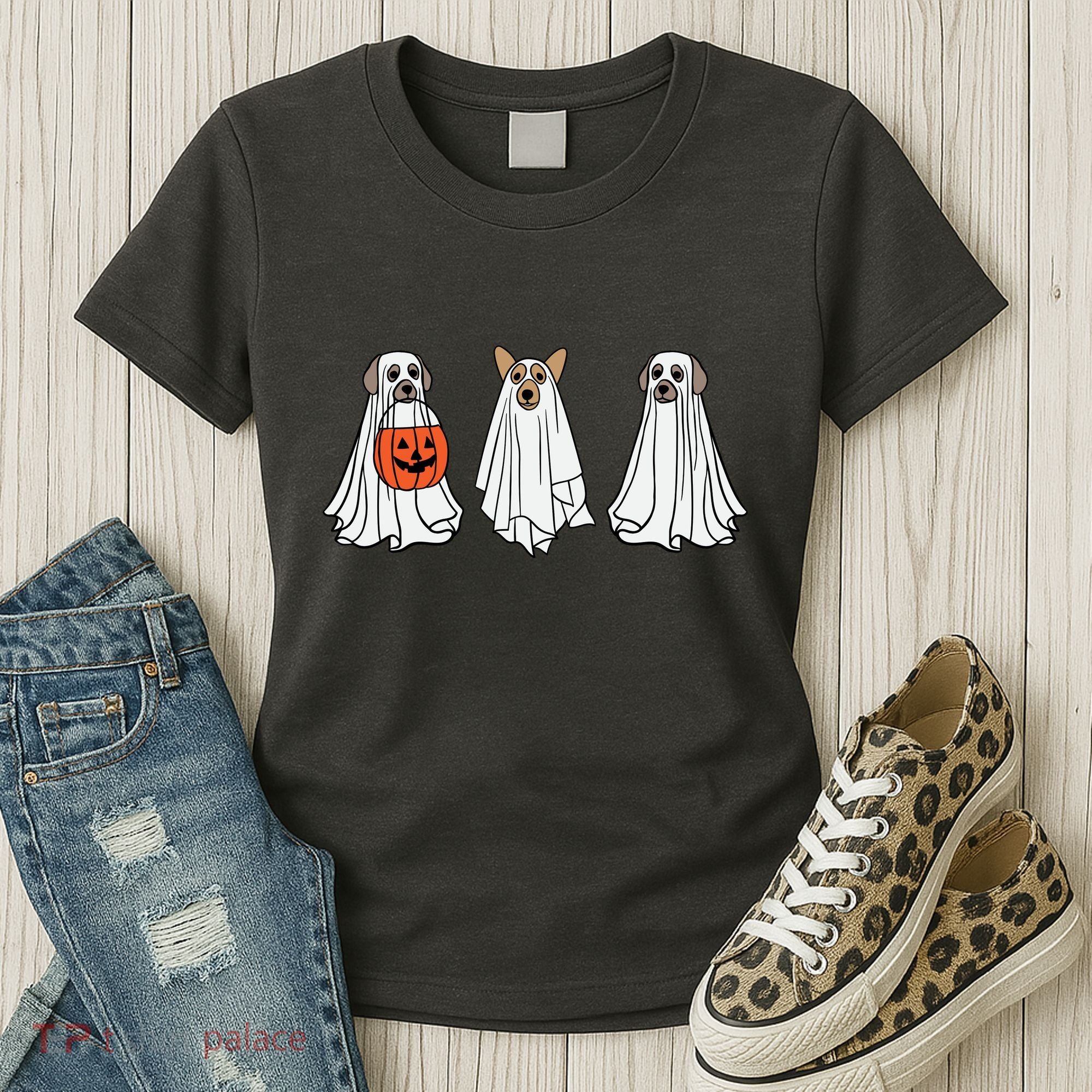 Funny Dog Ghosts Halloween Costume Women's T-Shirt