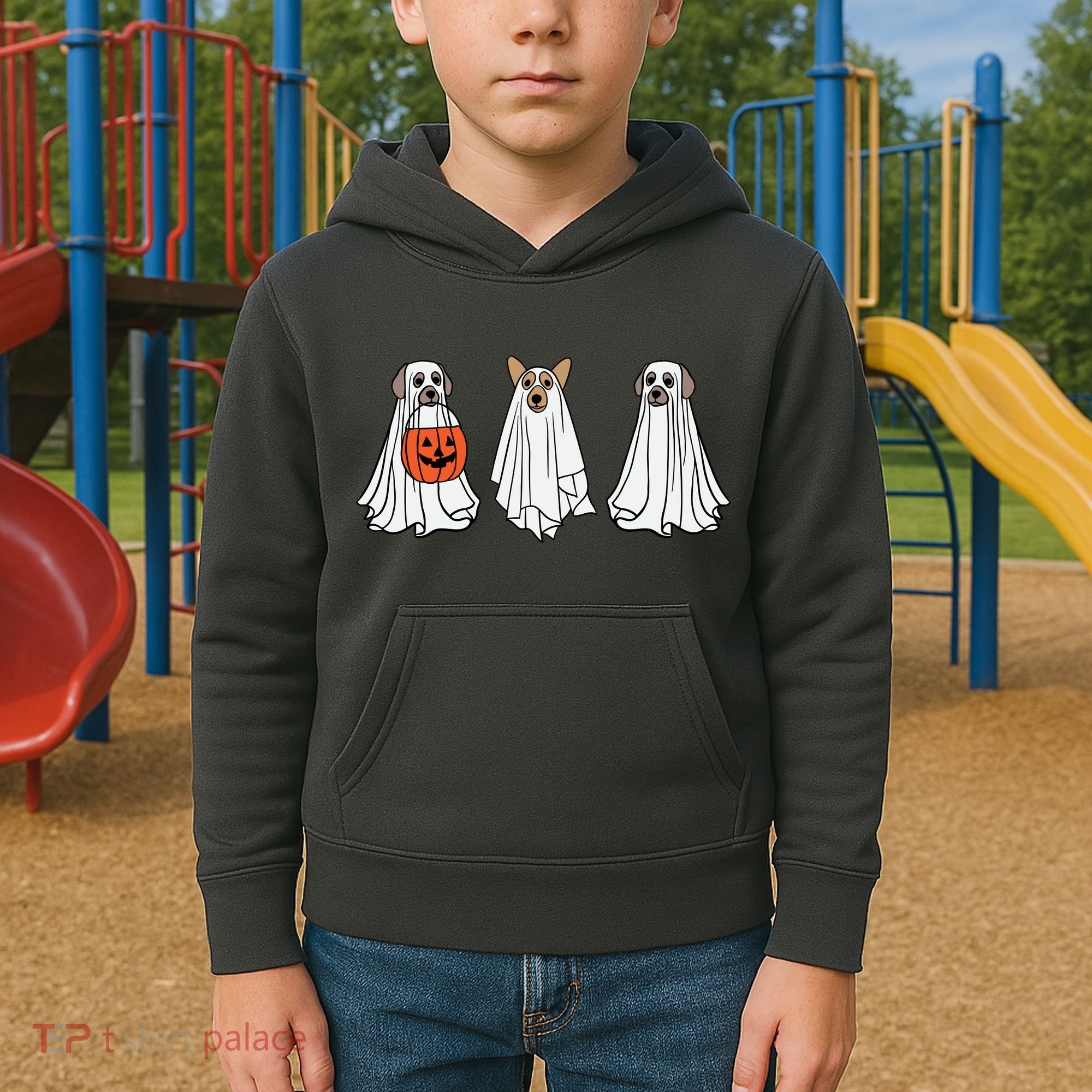 Funny Dog Ghosts Halloween Costume Kids Hoodie