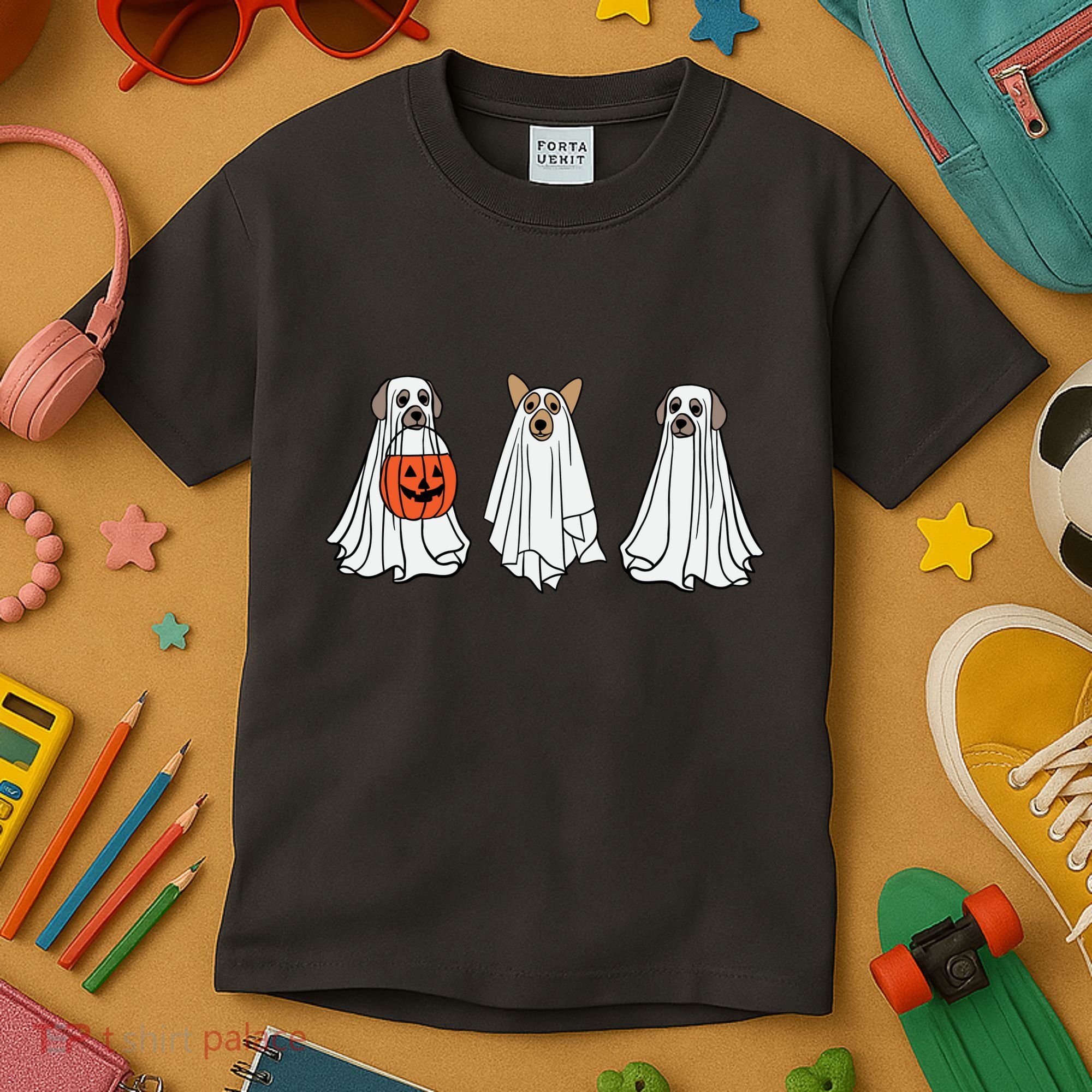 Funny Dog Ghosts Halloween Costume Kids T-Shirt